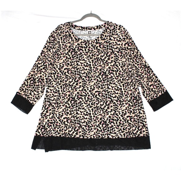 Anne Klein Tops - ANNE KLEIN Womens Animal Leopard Cheetah Print Polyester Top Shirt Blouse 2X NWT